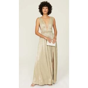 SIMKHAI Gold Plisse Gown